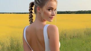 4K AI Art Lookbook Model video | Cute Classmate | Paris 2024 | Golden Fields and Singing Birds