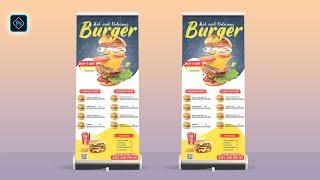 Restaurant Food Menu Roll Up Banner Design in Photoshop Tutorial