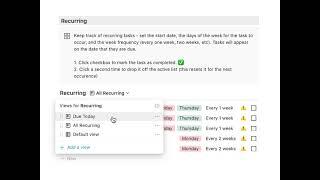 Notion - Recur Tasks by Day of Week and Week Frequency