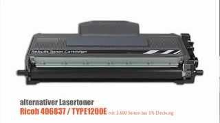 alternativer Lasertoner zu Ricoh 406837 / TYPE1200E Toner Black von www.Tintenpatrone.net