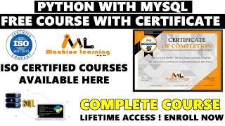 Python with My SQL Free Complete Course with Certificate |  Free Database Course