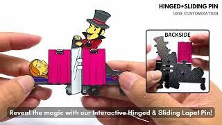 Custom Interactive Lapel Pins | Hinged, Sliding, Bobblehead, etc. | Enamel Pins | Metal Pin Factory