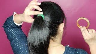 Unbelievable Hair Style Girl Easy ! Self Hairstyle With Using Bangle ! Beautiful Low Bun Hairstyle