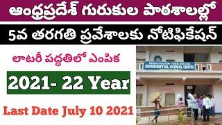 Ap Gurukula patashala 5th Class Admissions 2021|| AP Gurukula patashala Notification 2021| 5th Class