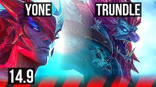 YONE vs TRUNDLE (TOP) | 7/0/4, 6 solo kills, Godlike, 600+ games | BR Master | 14.9