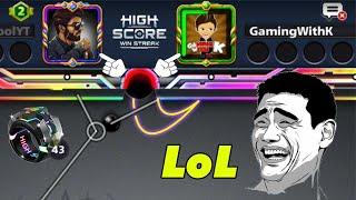 Lol Gaming With K  Level 30 Rings 43 High Score Win Streak 8 ball pool