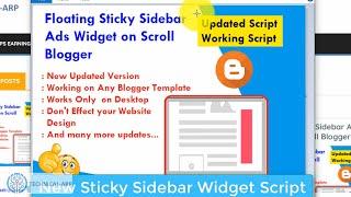 Responsive Sticky Sidebar Ads Widget Script For Blogger | Updated 100% Working Floating Sidebar ads