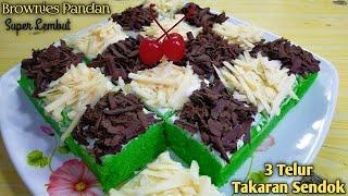 Brownies Pandan Kukus Takaran Sendok | Ekonomis Cuma 3 Telur | Enak dan Lembut Banget