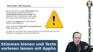 Stimmen klonen und Texte vorlesen lassen mit Applio