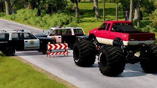 Police Roadblock Crashes - BeamNG Drive