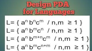 4.3 Design of Push Down Automata Examples -Part-2 || PDA || TOC|| FLAT