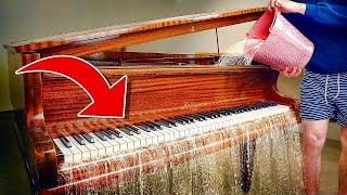 Entire piano filled with water sounds UNREAL