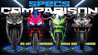 2024 Aprilia RS 457 ️ Honda CBR500R ️ Kawasaki Ninja 500 SE ️CFMoto 450SR | Specs Comparison 