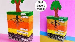 Soil layer model easy idea | Soil profile model school project | Layers of soil project making idea