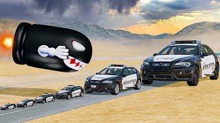 Big & Small Police Car vs Giant Bullet Bill in BeamNG.drive - BeamNG OMDs