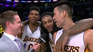 Jordan Hill and Nick Young Crash Jeremy Lin's Interview