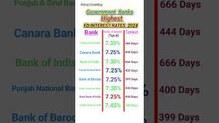 Government Bank Highest FD interest rates 2024 | Highest FD interest rates in Which Gov. Bank