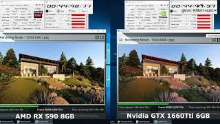 Lumion 8 Exterior Render Time Nvidia GTX 1660Ti 6GB VS AMD RX 590 8GB