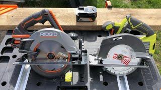 RIDGID OCTANE VS RYOBI circular saw 6 1/2 with interesting results 