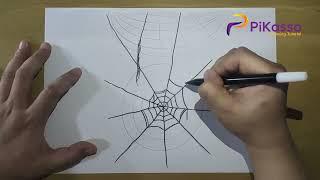 How to Draw a Spider Web Easy step by step