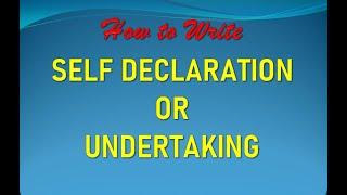 How to Write Undertaking or Self Declaration || अंडरटेकिंग या सेल्फ डिक्लेरेशन कैसे लिखें