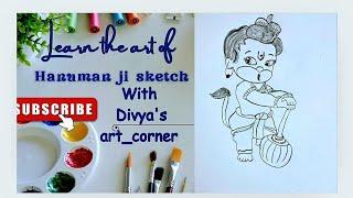 How to draw cute Bal Hanuman sketch step by step. #drawing #easy drawing