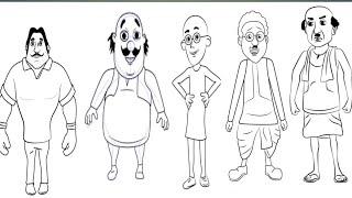 How To Draw Motu Patlu All Characters Drawing| Motu Patlu