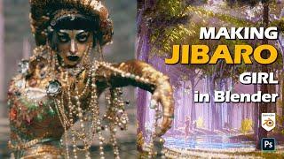 Making JIBARO GIRL in BLENDER - Tutorial Timelapse by Aneesh Ahmed