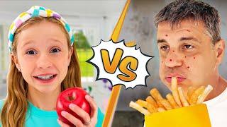 Good Food vs. Bad Food Challenge by Nastya and Dad