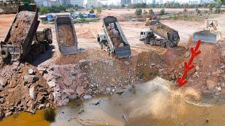 World Amazing Power Machines Dozer & Heavy Dump Truck At Work For Huge Land Processing Construction