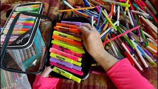 Pen Rummage! (No talking version) Sorting/organizing colorful pens ️ & pencils ️ ~ ASMR