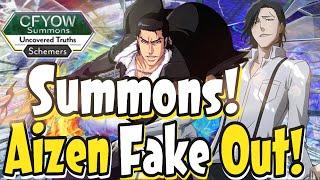 INSANE AIZEN FAKE OUT!!!! CFYOW 10 SUUMONS!! EVERY SINGLE FAKE OUT!  Bleach Brave Souls