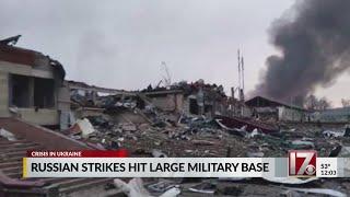 Russians strike large Ukrainian military base