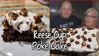 Reese Cup Poke Cake