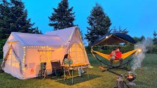 Luxury Camping with Castle Tent and Anymaka Hammock Stand