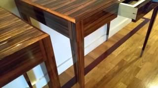 Macassar Ebony Console with custom made nickel metalwork.