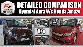 Honda Amaze vs Hyundai Aura | Amaze 2020 vs Aura | Amaze vs Aura Detailed Comparison | FuriousWheels