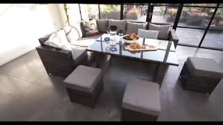 Barcelona 9 Seater Rattan Garden Furniture Dining Set In Grey | Furniture Maxi