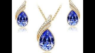 GEAR BEST / A Suit of Stylish Faux Crystal Rhinestone Water Drop Shape Necklace and Earrings