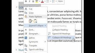 Word 2013 & 2016 Expand and Collapse Headings/Sections in Your Document