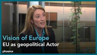 Europatag: EU-Parlamentspräsidentin Roberta Metsola (EVP) im phoenix-Interview