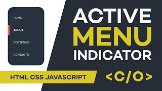 Active MENU indicator on CSS HTML JAVASCRIPT.  Animated sliding menu indicator. Code Only