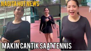 NAGITA HOT INFO ● Gaya Nagita Slavina Latihan Tenis bareng Suami, Motif Hitam jadi Pilihannya