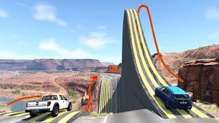 Cars vs Giant Ramp & Slide - BeamNG Drive -  ULTIMATE Edition Compilation
