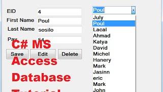 C# MS Access Database Tutorial 10 # Database values in textbox if select Combobox