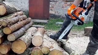 CHAINSAW Husqvarna 135 MARK II VS CHAINSAW STIHL MS 180 CUTTING FIREWOOD!