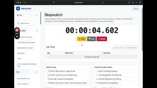 Online Stopwatch with Lap Timer and Millisecond Precision