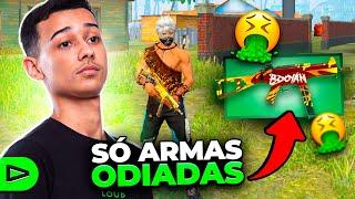 JOGAMOS COM AS ARMAS QUE MAIS ODIAMOS MORRER NO FREE FIRE!!