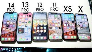 iPhone 14 Pro Vs iPhone 13 Pro Vs iPhone 12 Pro Vs 11 Pro Vs XS Vs iPhone X! (Comparison) (Review)