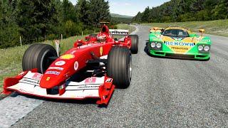 POV: Michael Schumacher F1 Ferrari F2004 vs Mazda 787B vs Sauber Mercedes C9 at Old SPA